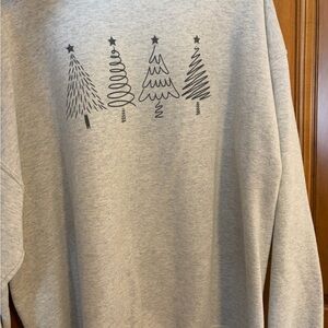 Jerzees Light Gray Crewneck Sweatshirt with Minimal Tree Motif